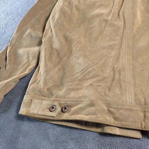 Taylor Stitch Marigold Mens 46 Sand Suede Long Haul Jacket Tan Barn Corduroy Lux - Picture 10 of 11